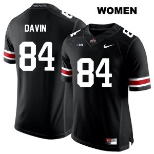 Women's NCAA Ohio State Buckeyes Brock Davin #84 College Stitched Authentic Nike White Number Black Football Jersey IR20E61UD